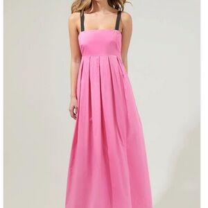 Sugarlips Pink Maxi Dress with Black Straps